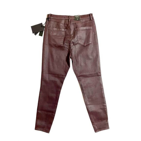 NEW BLANKNYC the great jones coated skinny jeans with exposed buttons in burgund - Picture 3 of 3
